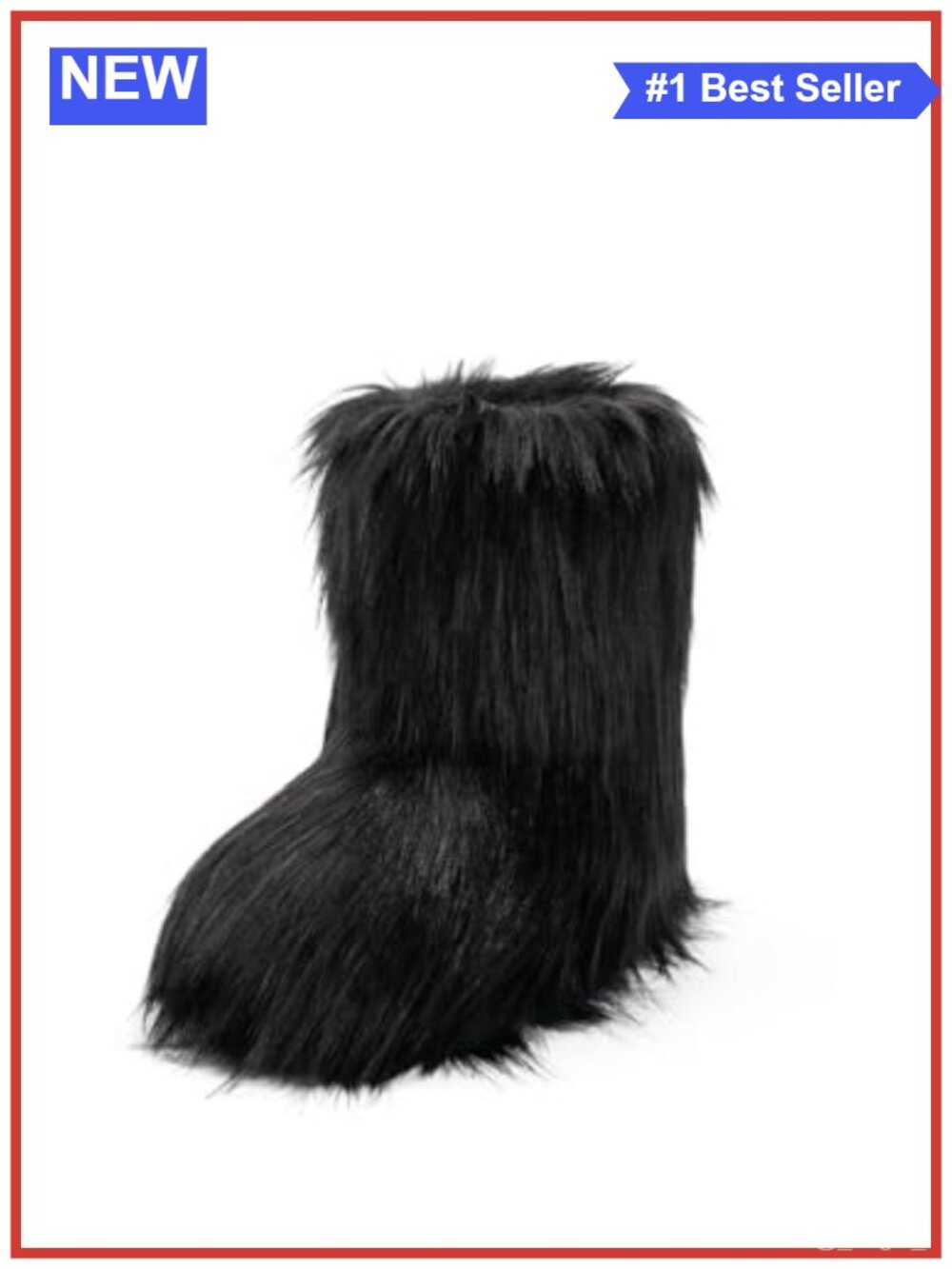 Faux Fur Boots Furry Fluffy Round Toe Snow Winter Mid Calf Boots